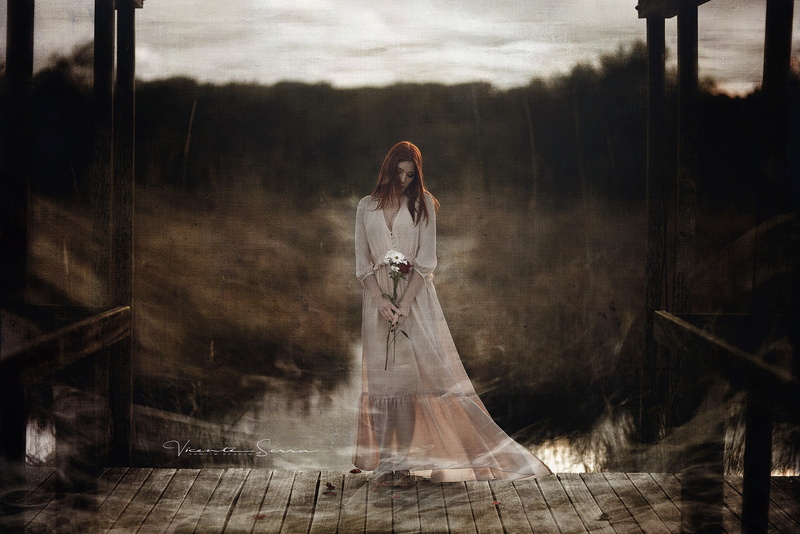 young women, spooky, lifestyles, ghost, contemplation, clothing, standing, architecture, real people, young adult, outdoors, day, full length, celebration