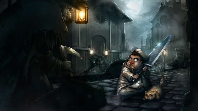 cat, chef, 2K, illuminated, the moon, one person, spooky, lifestyles, sword, front view, mid adult, beautiful woman, clouds, monster, fear, real people