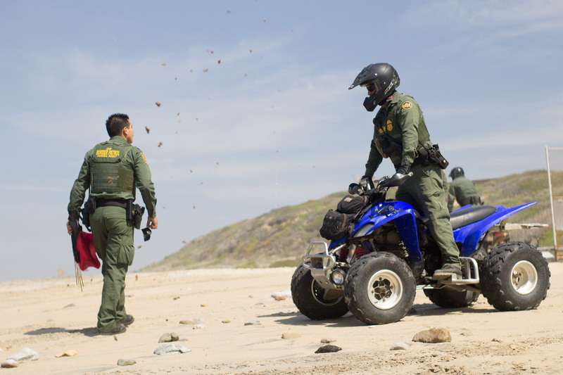sea, 5K, border patrol, emergency, glare, service, silhouette, guard, men, rear view, rescue, enforcement, full length, land, day, land vehicle, ocean