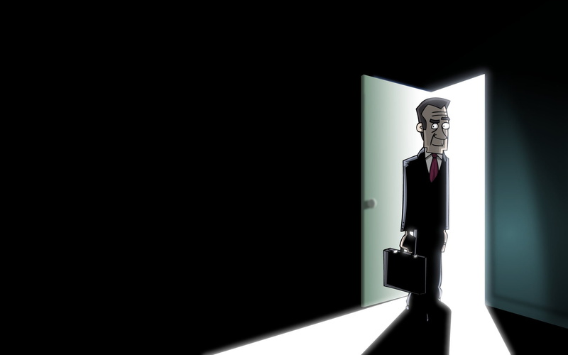 illustration, suitcase, cartoon, g man, man, holding, 1080P, half life