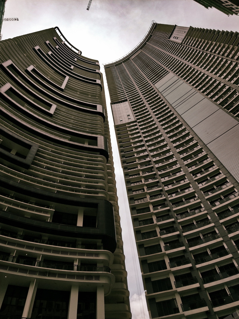 office building exterior, sky, 4K, nature, makati, residential district, cloud - sky, built structure, no people, building, office, high, tall - high