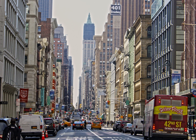 financial district, usa, building exterior, modern, road, broadway, architecture, land vehicle, street, sign, city street, metropolis, building, new york