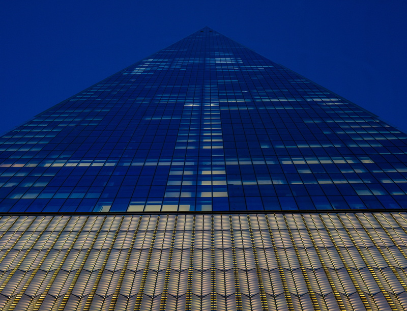 cityscape, architecture, blue, taxi, skyline, broadway, tall - high, travel, shape, low angle view, street, 5K, america, city, building, triangle shape