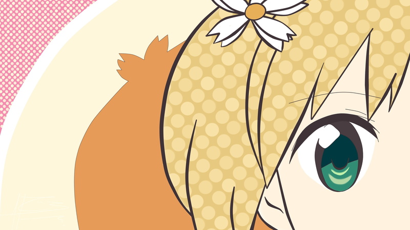 sakura, trick, eyes, vector, hair, green, yuu, sonoda, signed, 2K, blonde