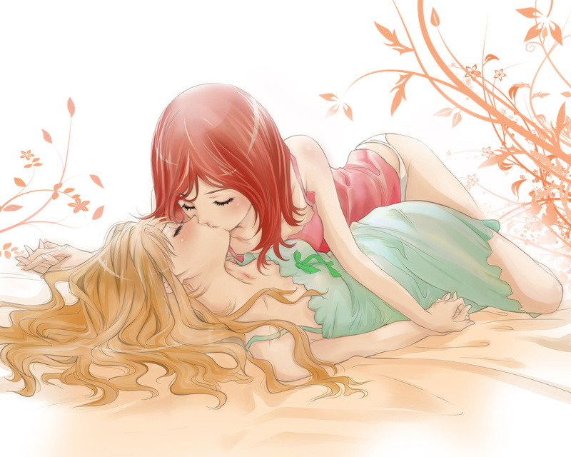 satis, hair, kiss, yuri, ratana, original, blonde, 1080P, red