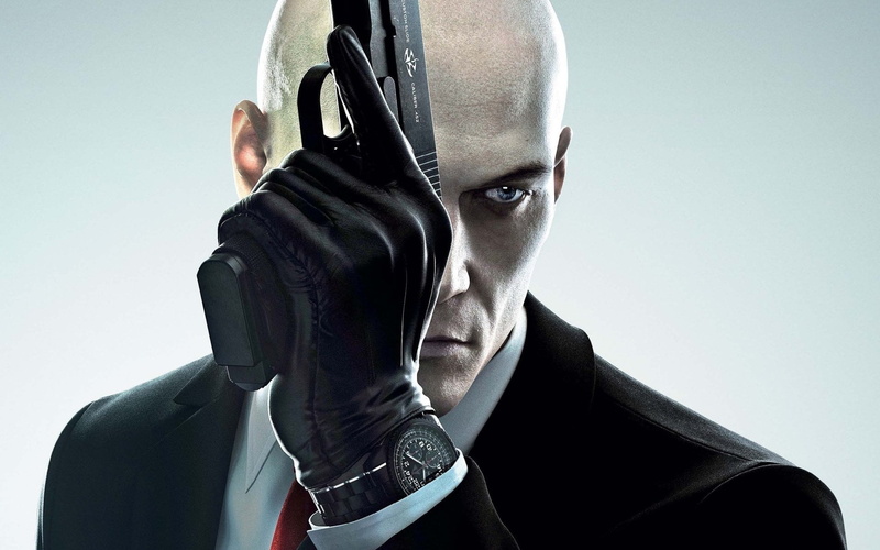 Hitman (2016), 1080P, Agent 47, jacket, security, portrait, leather, headshot, looking at camera, white background, hood, one person, human face, men