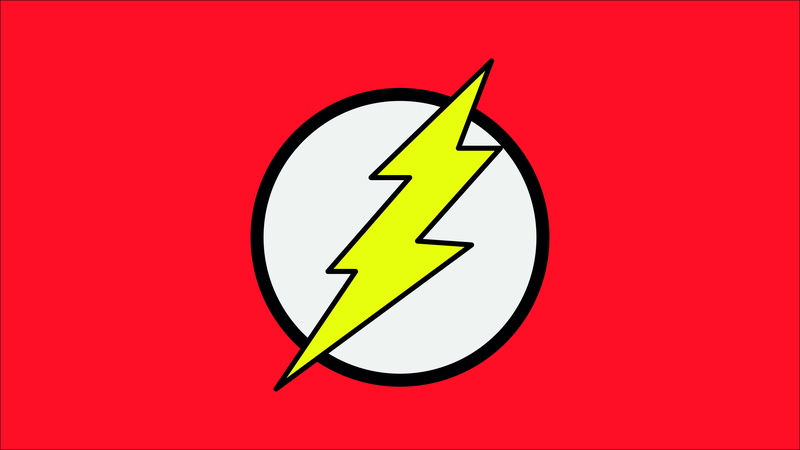 warning symbol, red background, 8K, superhero, directional sign, colored background, logo, studio shot, copy space, sign, no people, Flash, yellow, red