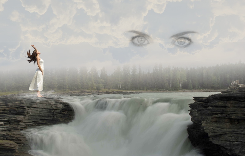 adult, sky, one person, fantasy, composing, young women, 4K, motion, river, beauty, scenics - nature, cloud - sky, full length, woman, idea, young adult