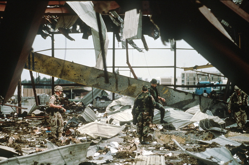 Gulf War, us barracks, indoors, breaking, construction Site, only men, abandoned, war, day, damaged, forces, architecture, barracks, transportation, group of people