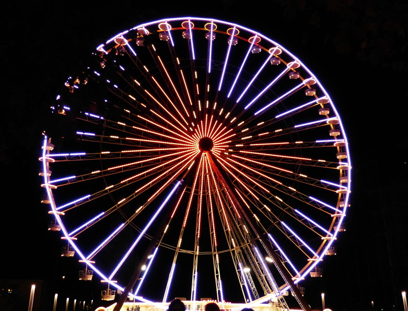 celebration, ride, Night, circle, romantic, lights, wheel, low, ferris, lit, built structure, angle, outdoors, traditional Festival, light, ruhr area, glowing