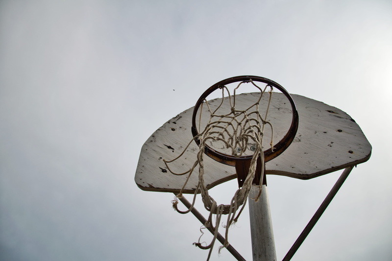clear sky, basketball, basketball - sport, day, net, circle, sky, low angle photography, copy space, no people, security, nature, electric lamp, low angle view