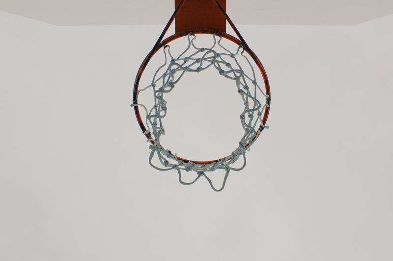 single object, close-up, sport, hoop, basketball - sport, circle, white background, metal, indoors, directly below, shape, studio shot, basketball hoop