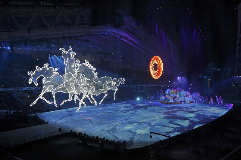 the city, The opening ceremony of the XXII Winter Olympic Games, Russian, horse, show, the scenery, Sochi 2014 olympic winter games, three, the stadium fischt