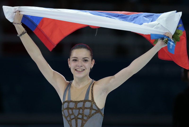 The XXII Winter Olympic Games, figure skating, Olympic, Sochi 2014, Adelina Sotnikova, skater, RUSSIA, sochi 2014 olympic winter games, joy, flag, 4K