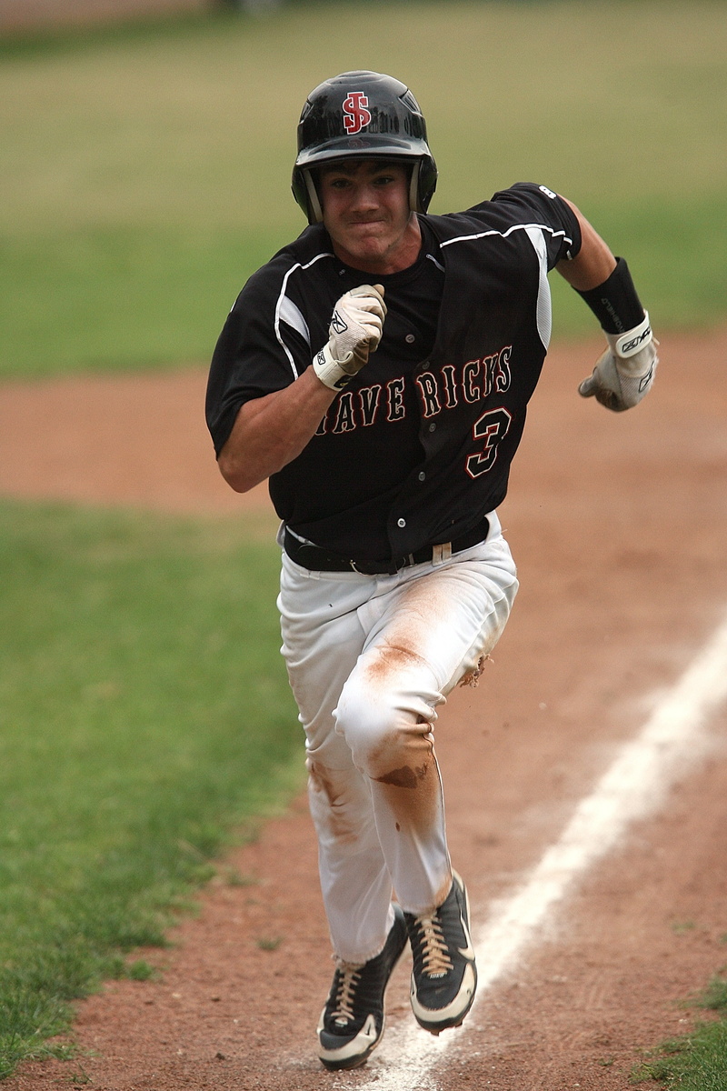 full length, one person, males, front view, field, outdoors, baseball Player, sport, baseball, competition, youth League, day, playing, base path, helmet