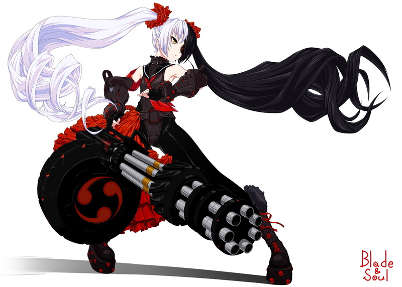 eyes, soul, yellow, gloves, hair, and, fighting, hwa, long, anime, blade, weapon, amaterath, twintails, asian, eyepatch, martial, online, 720P, white