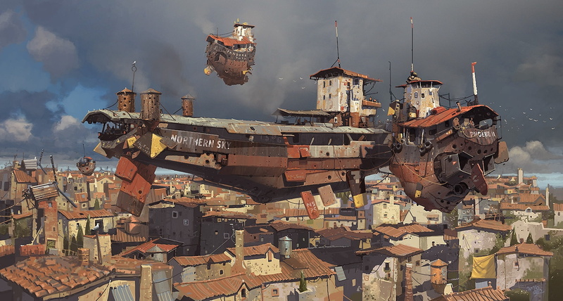 clouds, high angle view, ships, mode of transportation, cloud - sky, aircraft, old, in the sky, volatile, no people, nature, building exterior, residential district