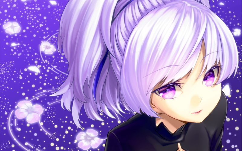 young women, young adult, Yin, blond hair, hairstyle, colored background, beauty, studio shot, real people, 1080P, lifestyles, Darker than Black, purple