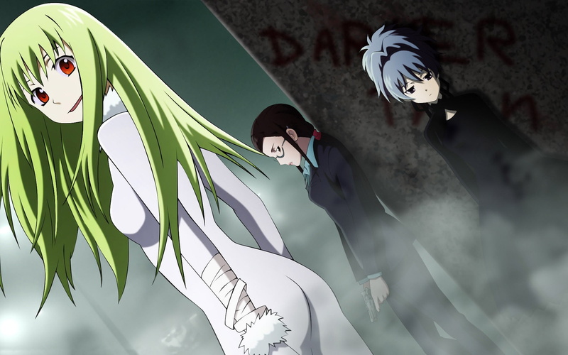 creativity, nature, Misaki Kirihara, animated, cartoons, no people, plant, sky, green color, focus on foreground, mask, low angle view, outdoors, day, Darker than Black