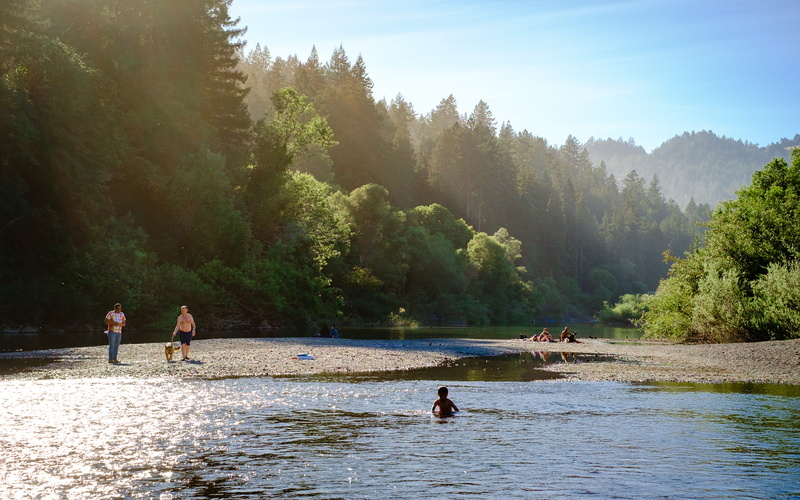russian river, beauty in nature, united states, northern california, group of people, waterfront, fishing, women, real people, watering hole, sky, day