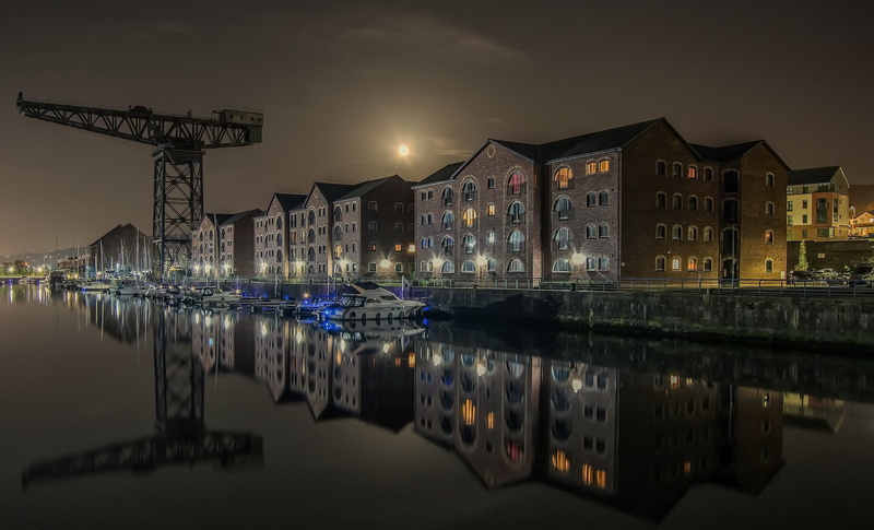 Sugar Warehouse, E Hamilton St, Scotland, James Watt Docks, architecture, crane, boats, Greenock, 1080P