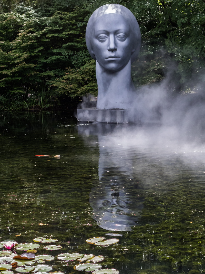 5K, artwork, travel destinations, park - man made space, representation, nj, statue, woman, lake, tree, usa, face, reflection, pond, day, grounds for sculpture
