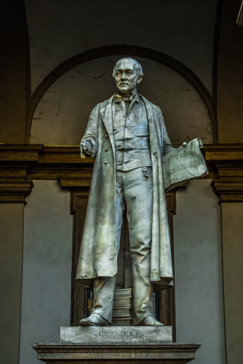 architecture, low angle view, belief, creativity, mathematician, sculpture, the past, marble, male likeness, milano, religion, art and craft, statue, pinacoteca di brera