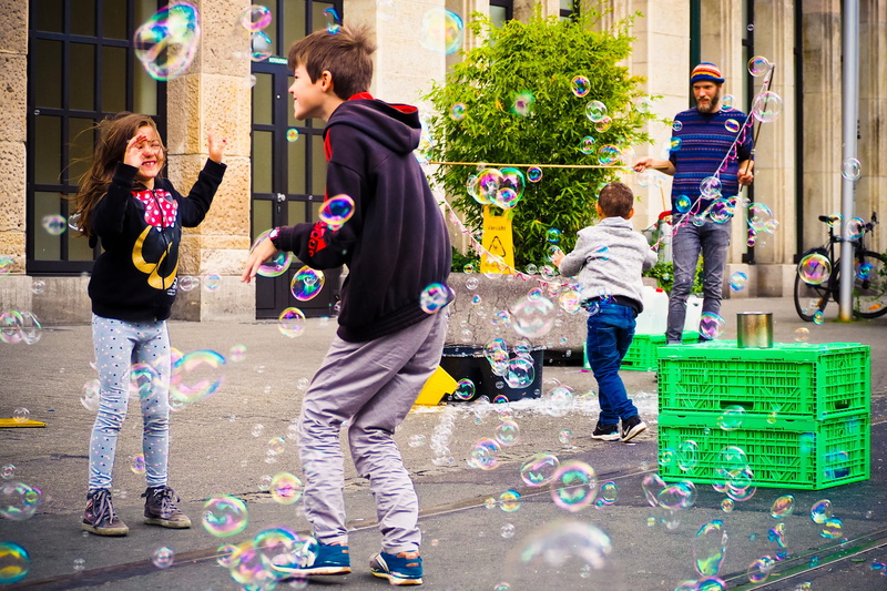 4K, bubbles, daytime, teen, artists, innocence, childhood, lifestyles, fun, cheerful, group of people, romp, girl, colorful, moment, full length, great