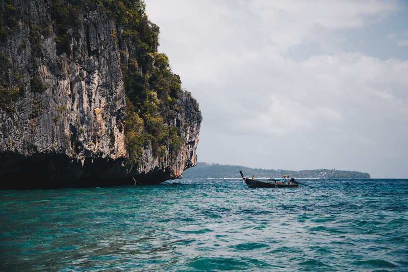 turquoise colored, transportation, beauty in nature, rock - object, lagoon, rock, 5K, sky, warm, bright, tranquil scene, cloud, brown, wave, blue, nature