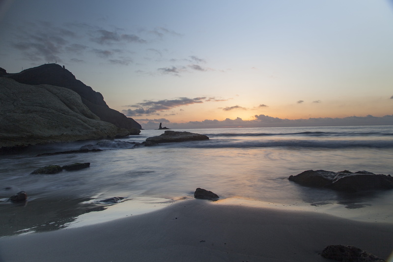 scenics - nature, 5K, no people, idyllic, rock - object, horizon over water, motion, water, sea, tranquil scene, sunset, the finger, land, cabo gata, nature