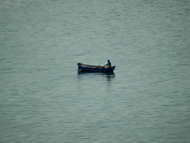 nature, real people, retirement, landscape, rowboat, nautical vessel, man, solo, 5K, soledad, fishing, waterfront, adventure, outdoors, travel, thoughtful