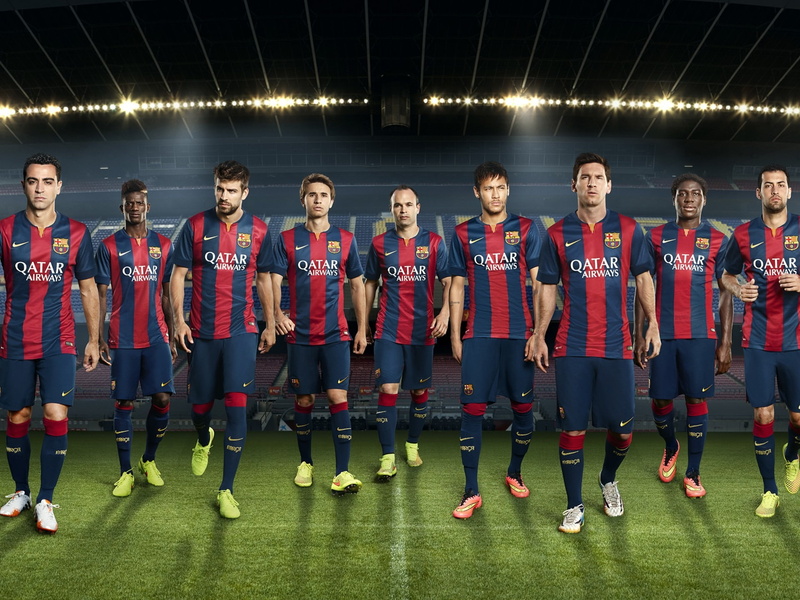 young adult, football, barcelona, sport, smiling, quality, portrait, group of people, 1080P, men, fc, sports clothing, young men, team, standing, teamwork