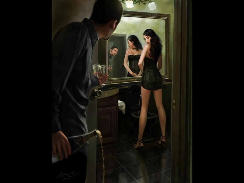 girl, lingerie, 720P, jason, Art And Creative, wearing, indoors, cocktail, digital, drink, young adult, full length, adult, alcohol, glass