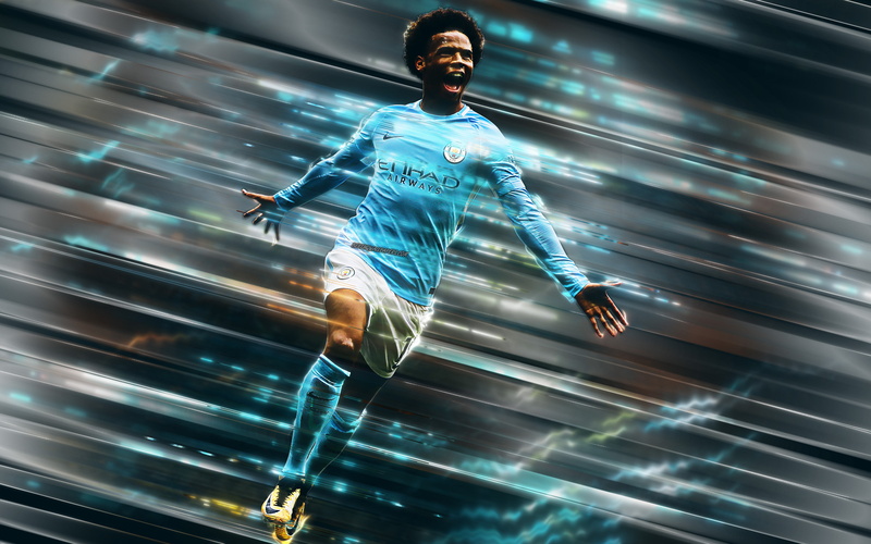 Leroy Sané, Soccer, 4K, Manchester City F.C., German