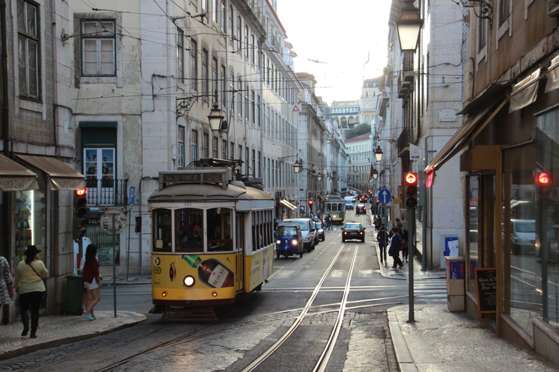 hundred years tram, street, 5K, railroad track, building exterior, public transportation, lisbon, rail transportation, outdoors, building, city, mode of transportation