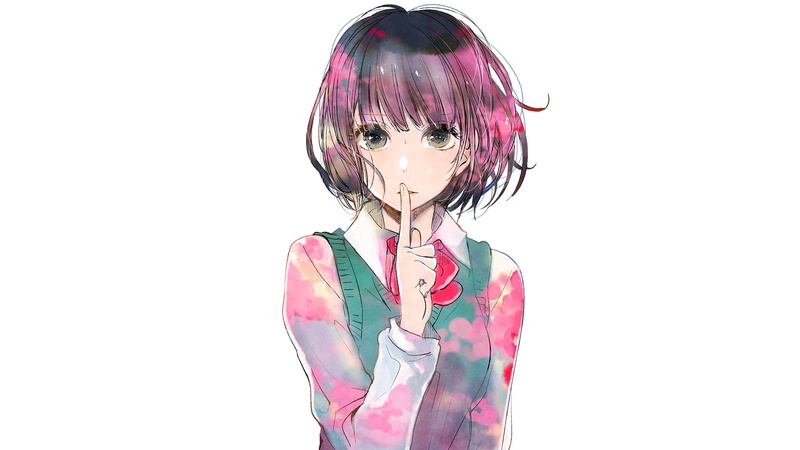 young women, digital composite, front view, copy space, kuzu no honkai anime girls yasuraoka hanabi, waist up, pink color, human face, 1080P, women, standing