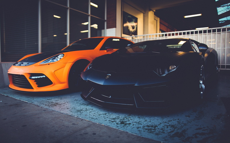Porsche, car, Lamborghini, Porsche Panamera, 2K, Lamborghini Aventador