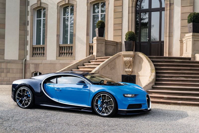 Geneva Auto Show 2017, Bugatti Chiron, 4K, blue, hypercar