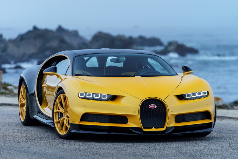 no people, personal land vehicle, bugatti chiron 4k  for desktop background, yellow, focus on foreground, road, outdoors, transportation, taxi, retro styled