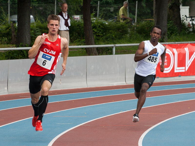 sports race, exercising, full length, track and field athlete, determination, running track, effort, lifestyles, young adult, young men, athletics, 2K