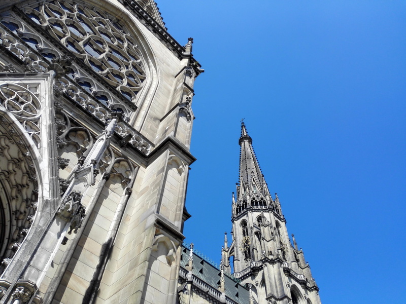 cathedral, gothic style, christianity, linz, sky, building exterior, blue, clear sky, neogothic, place of worship, religion, the past, architecture, tower