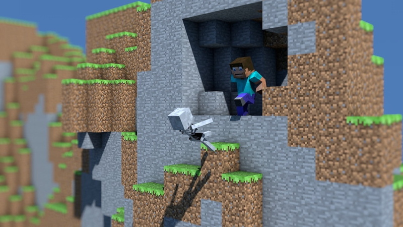 video games, minecraft, skeleton, kick, 720P, hd