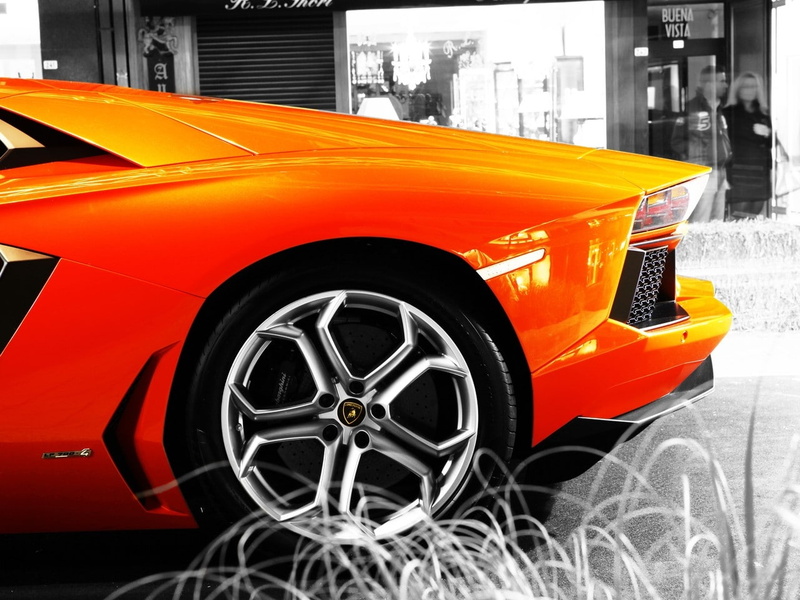 hd, selective, cars, lamborghini, art, lp, orange, 720P, colorsplash, wal, grayscale, x, coloring