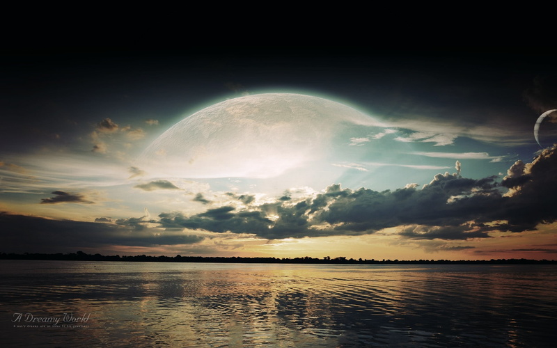 Clouds, art, dreams, skyscapes, color, fantasy, Moon, colorsplash, hd, abstract, spectrum, 1080P, x