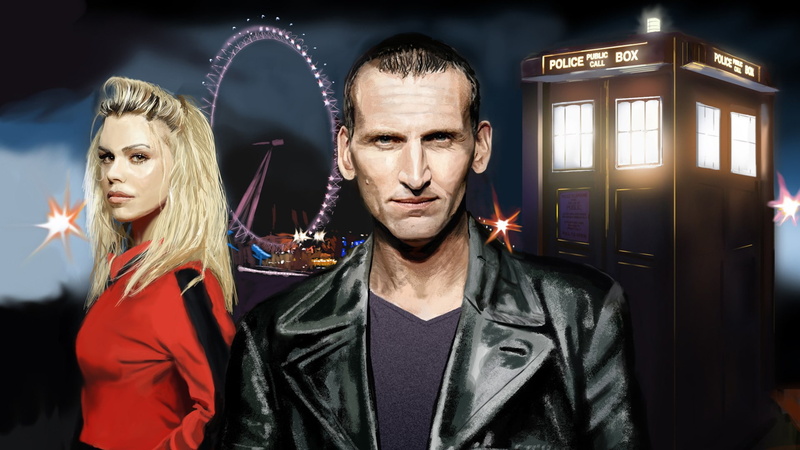 city, two people, men, blond hair, couple - relationship, dark, clothing, looking at camera, city life, young adult, 1080P, males, people, doctor who the doctor tardis christopher eccleston billie piper ferris wheel rose tyler