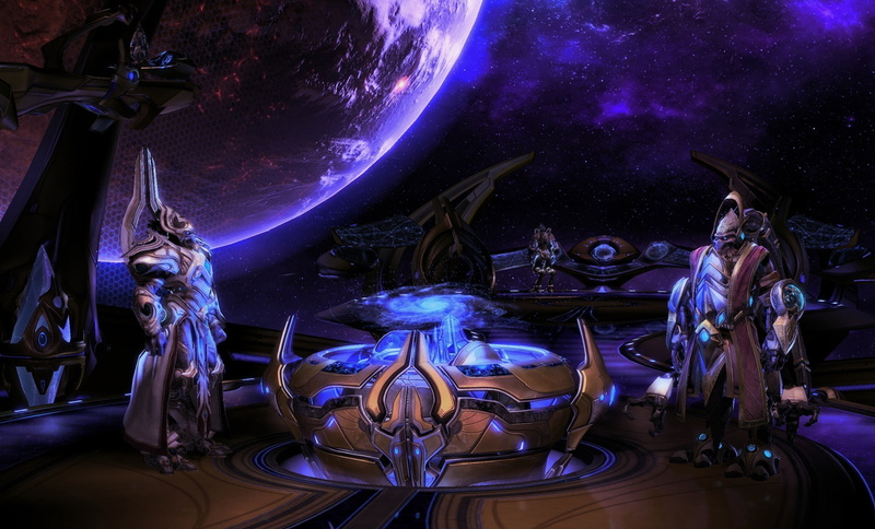 black, sci-fi, anime, gold, StarCraft 2: Legacy of the Void, 2K, illustration, blue, art, Best Game, PC
