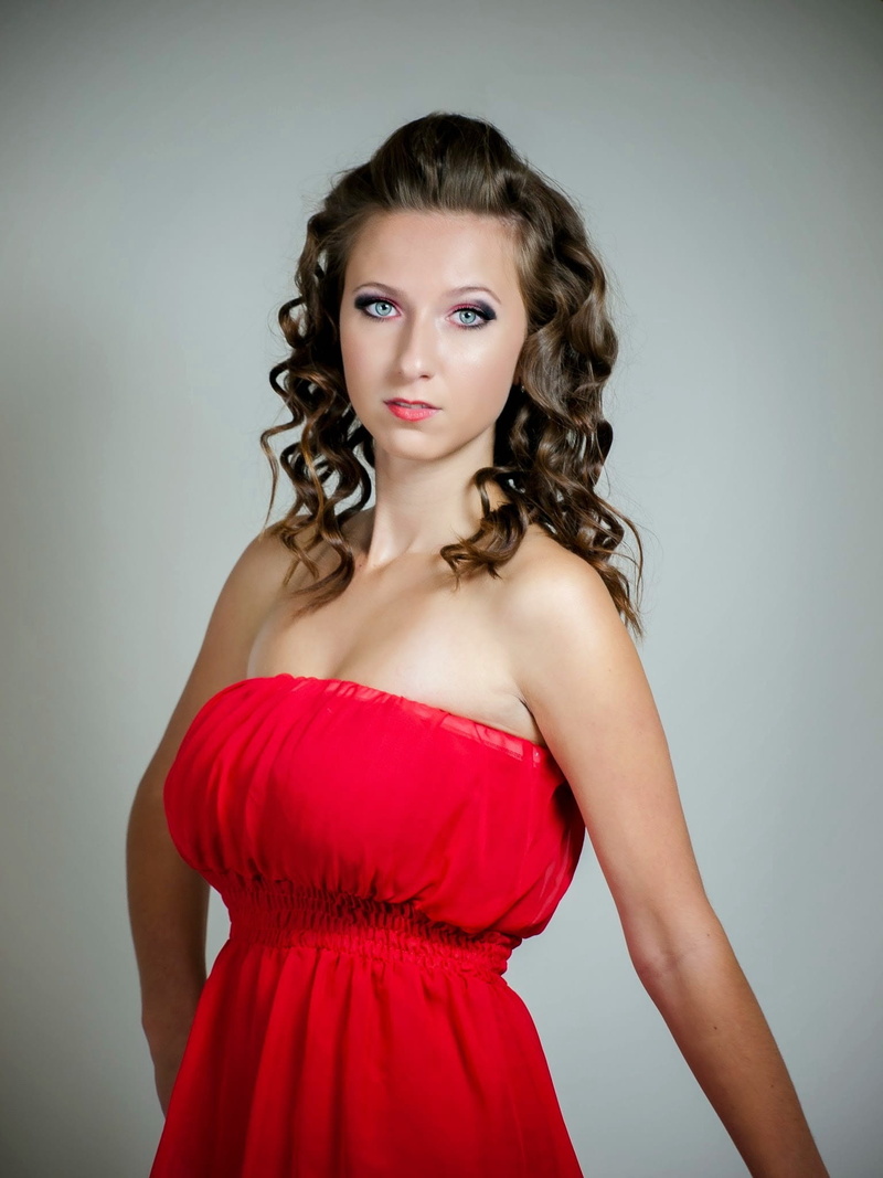 red, one Woman Only, portrait, beautiful, dress, fashion, hairstyle, cute, 1080P, indoors, tube, front view, in red dress, people, clothing, young Adult