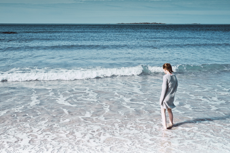sleeve, pants, shoreline, white, wearing, horizon, uttakleiv - lofoten, long, person, horizon over water, sea, human, leisure activity, scenics - nature