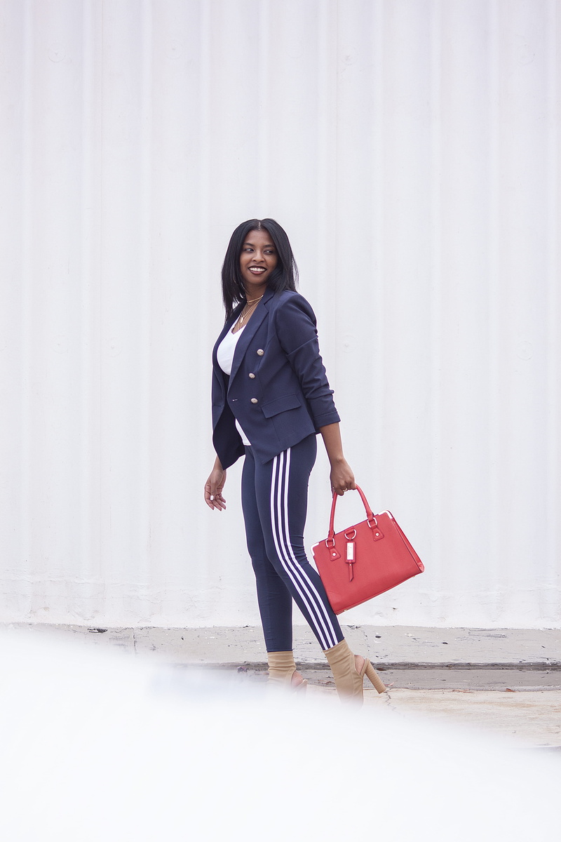 overcoat, accessories, hairstyle, casual clothing, handbag, front view, real people, purse, footwear, one person, bag, female, adult, happiness, 4K, architecture