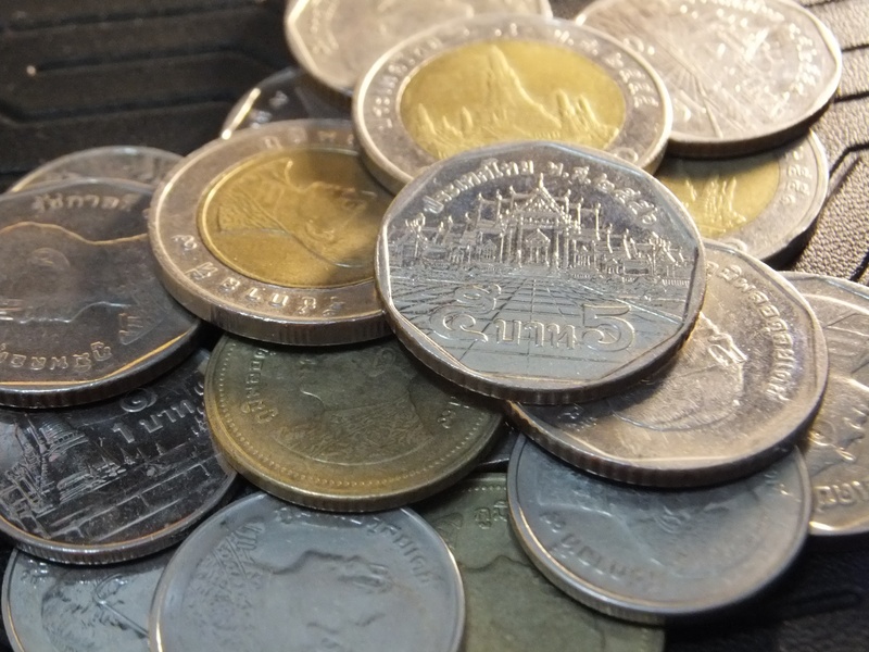 baht coins, silver colored, thailand finances, investment, savings, close-up, usd, 2K, large group of objects, the two-baht coins, text, the baht, variation